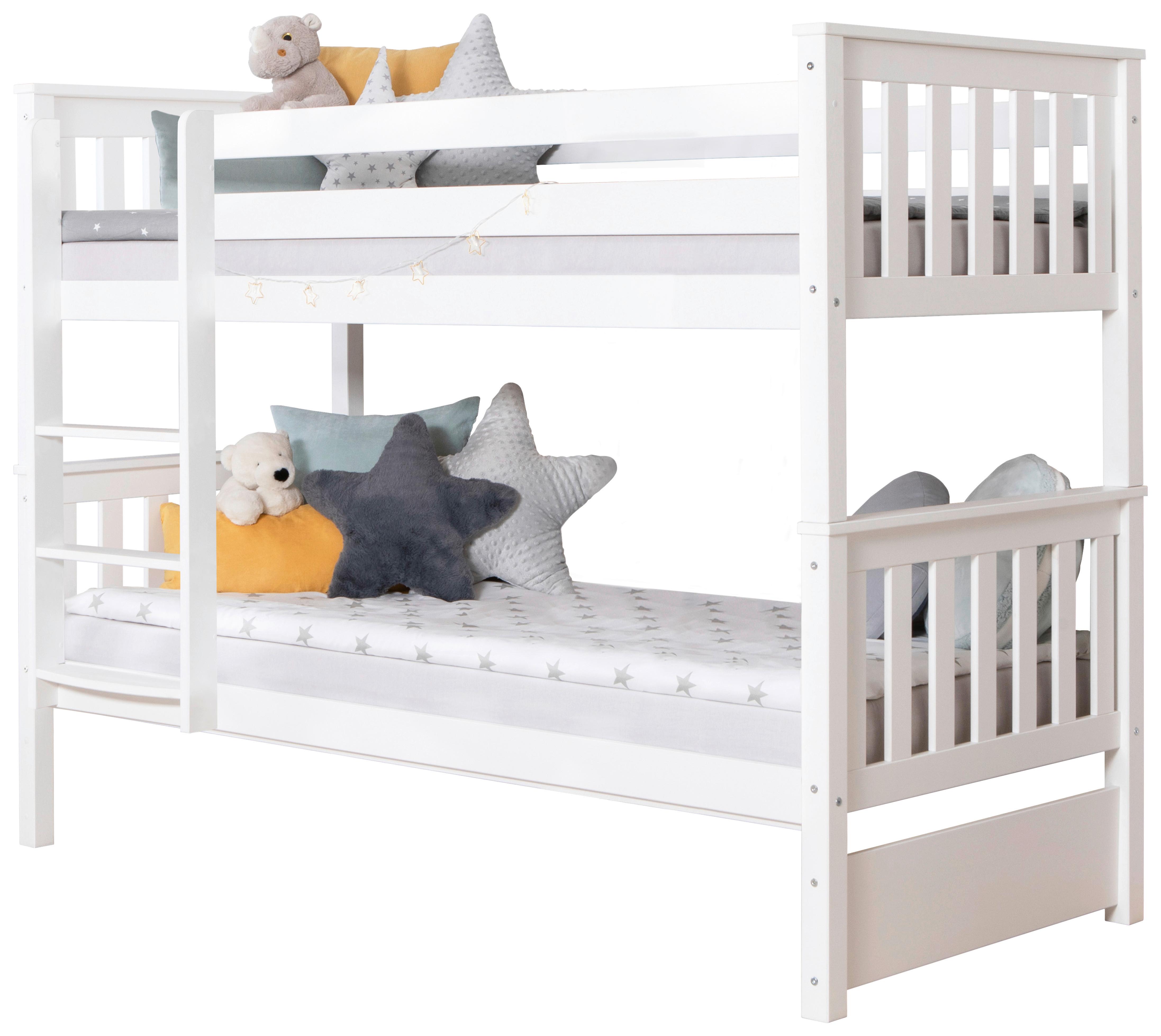 Etagenbett Sammy Weiß Kiefer Massiv 90 Cm M. Leiter