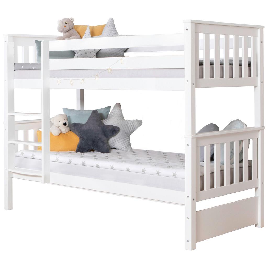 Etagenbett Sammy Weiß Kiefer Massiv 90 cm mit Leiter