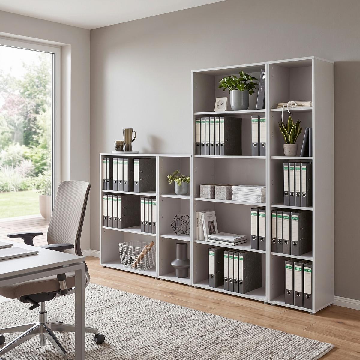 Aktenregal Office Edition Grau B: 257cm - Silberfarben/Grau, MODERN, Holzwerkstoff (257/185,6/33cm) - MID.YOU