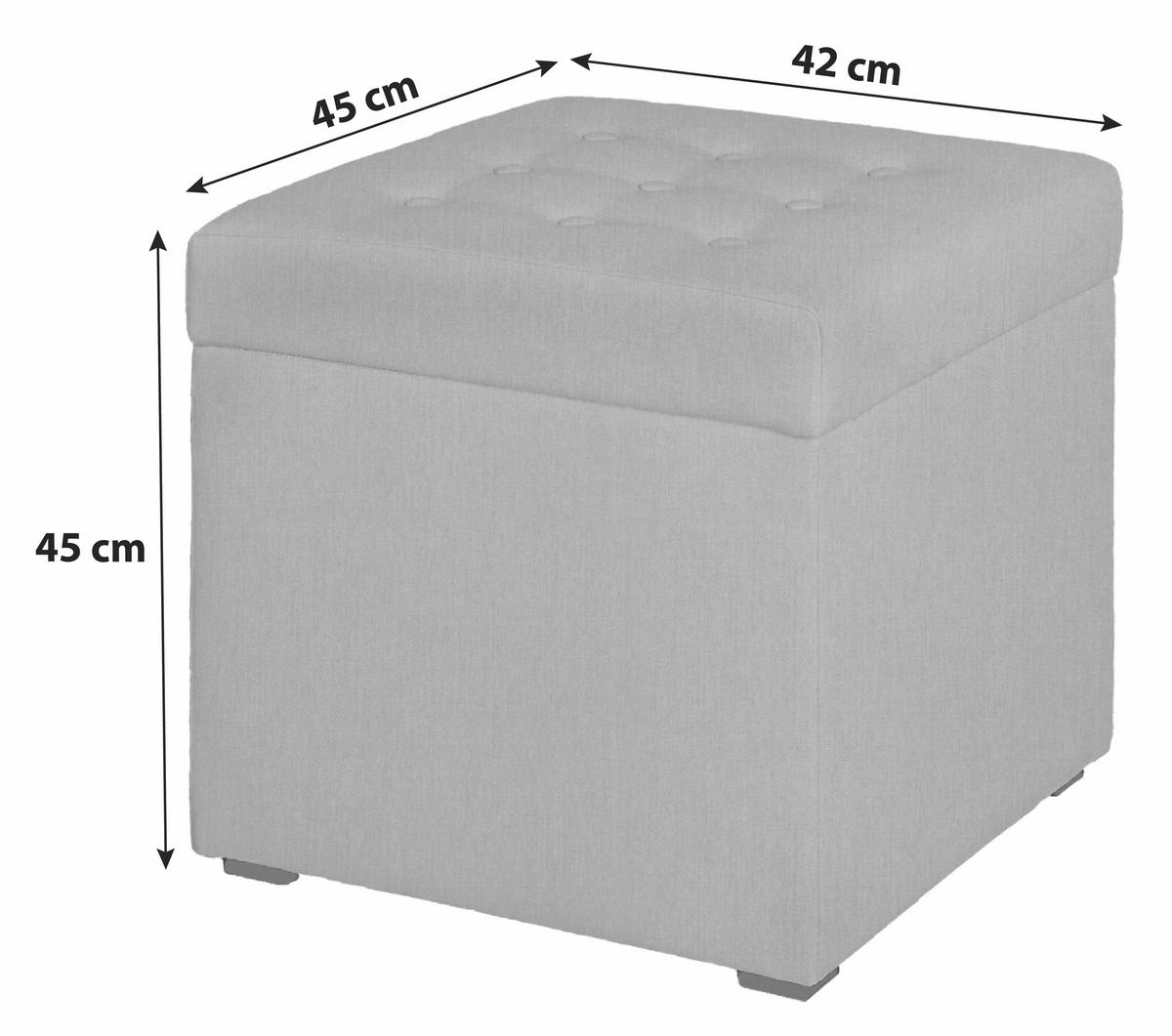 Sitzwürfel Pouf Welle S Mit Stauraum Hellgrau H: 45 Cm - Hellgrau/Schwarz, Basics, Textil (45/45/42cm) - P & B