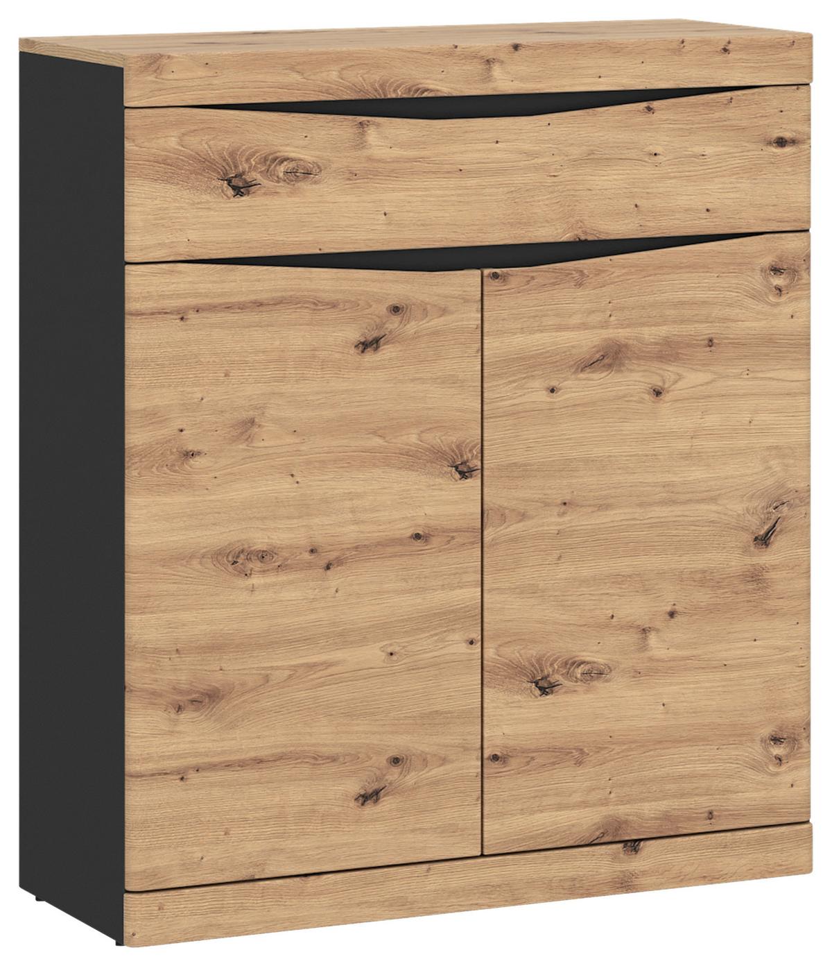 Schuhschrank Turino Eiche Artisan Dekor B: 86 cm - Eichefarben, MODERN, Holzwerkstoff (86/101,6/40cm)