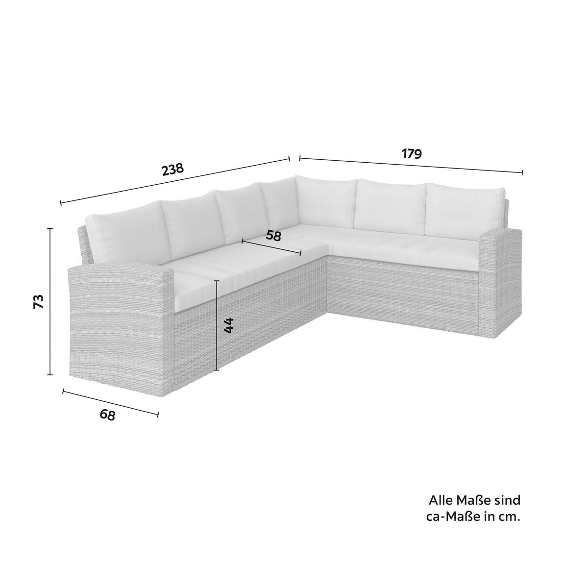 Ratanová zahradní sestava ALEX - šedá, Moderní, textil/plast (179/73/68cm) - Mömax