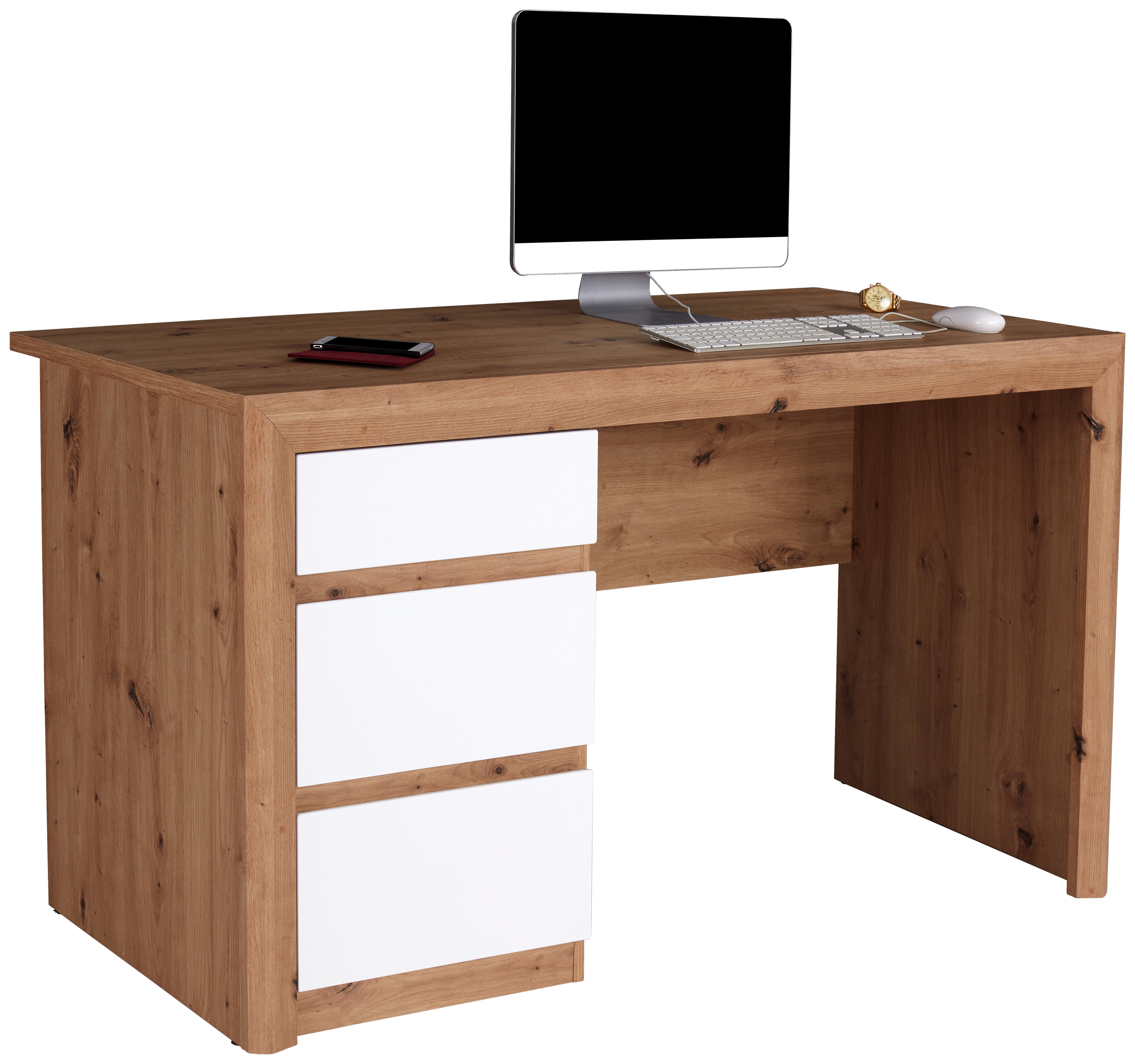 Íróasztal KASHMIR NEW - Tölgyfa/Fehér, modern, Faalapú anyag (152/78/60cm) - James Wood