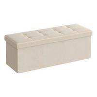 ÚLOŽNÝ BOX NA SEDENIE KRÉMOVÁ - krémová, Trend, kompozitné drevo/textil (110/38/38cm) - Boxxx