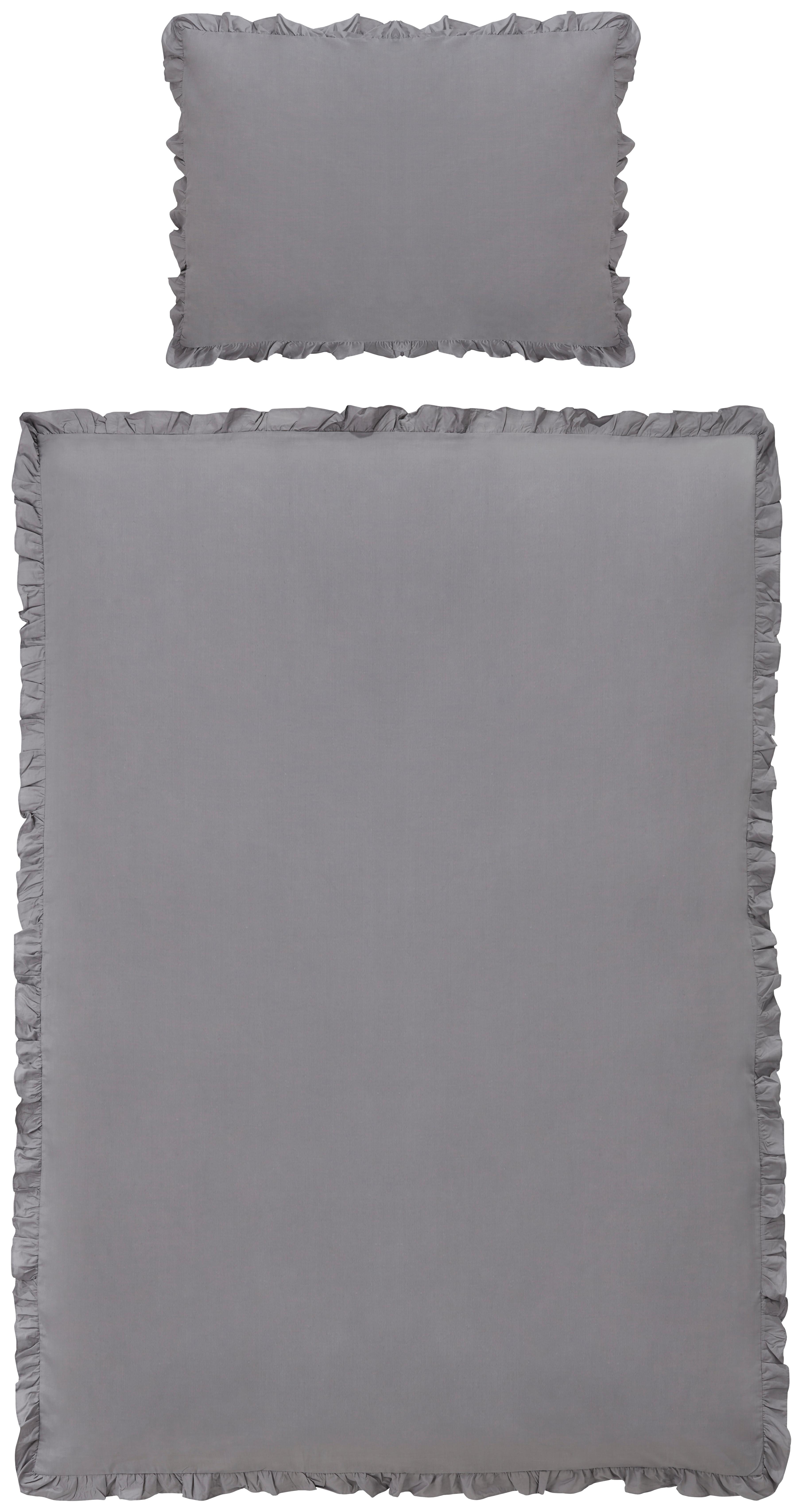 Povlečení Rüschen - šedá, Romantický / Rustikální, textil (140/200cm) - Zandiara