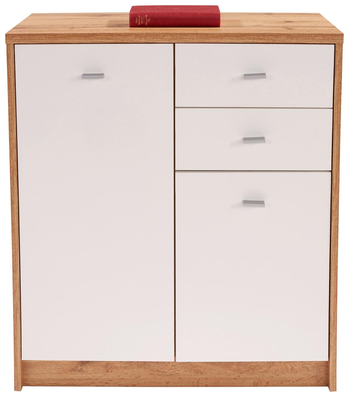 Komoda 4-YOU NEW - bílá/barvy dubu, Moderní, kompozitní dřevo/plast (74/85,4/34,6cm)