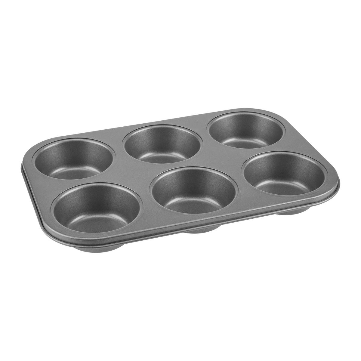 Forma na muffiny BAKERY 6 - šedá, Konvenční, kov (21,7/31,8/3,5cm) - Mömax