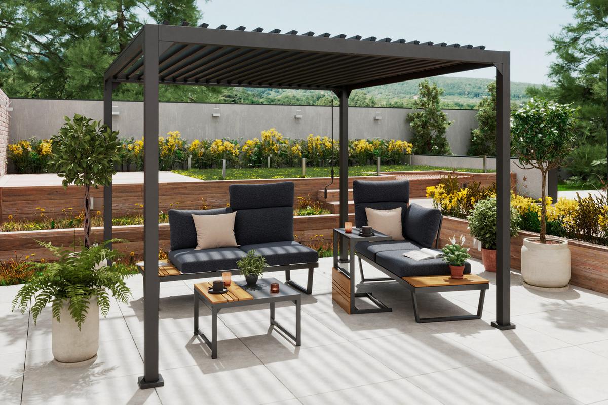 Pavillon Lima - Anthrazit, MODERN, Metall (300/227/300cm) - Beldano