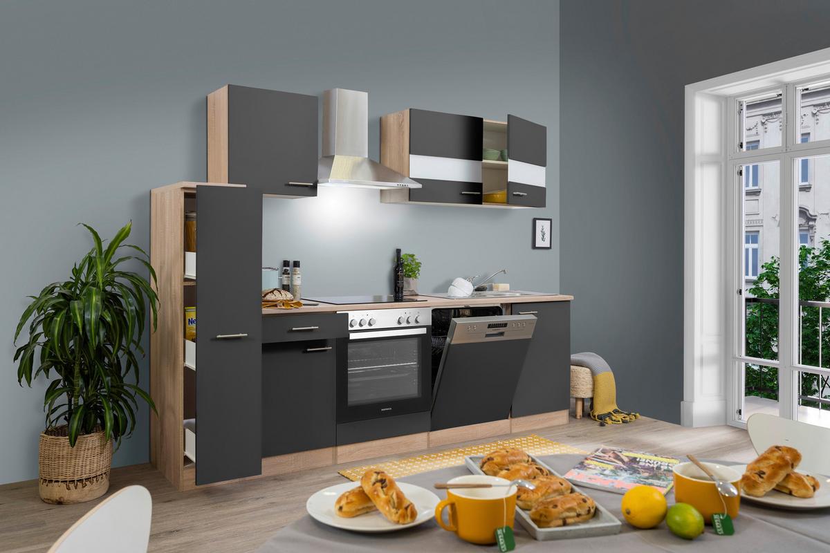 Küchenblock Merle Küchenblock 250 Cm - Eichefarben/Grau, Basics, Holzwerkstoff (250cm) - Respekta
