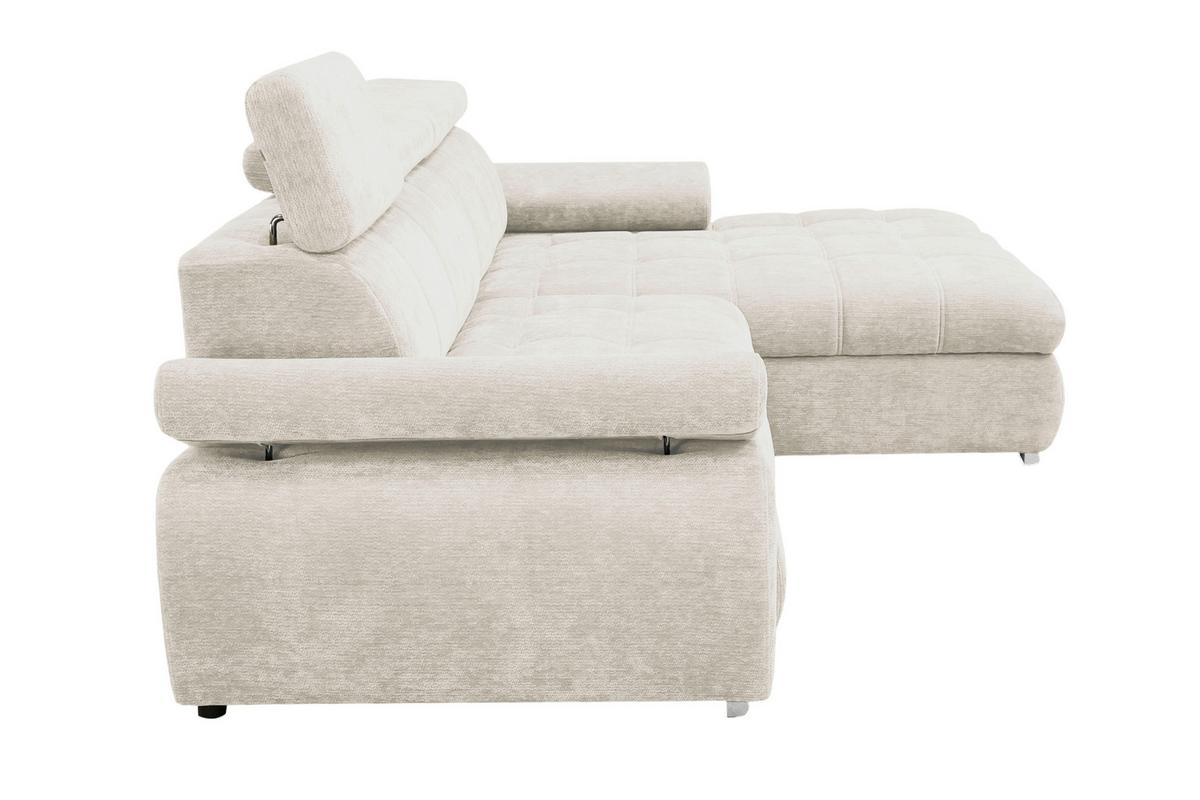 Rohová sedačka VEGAS, pravá, béžová žinylka - barvy stříbra/béžová, Design, dřevo/textil (294/173cm)
