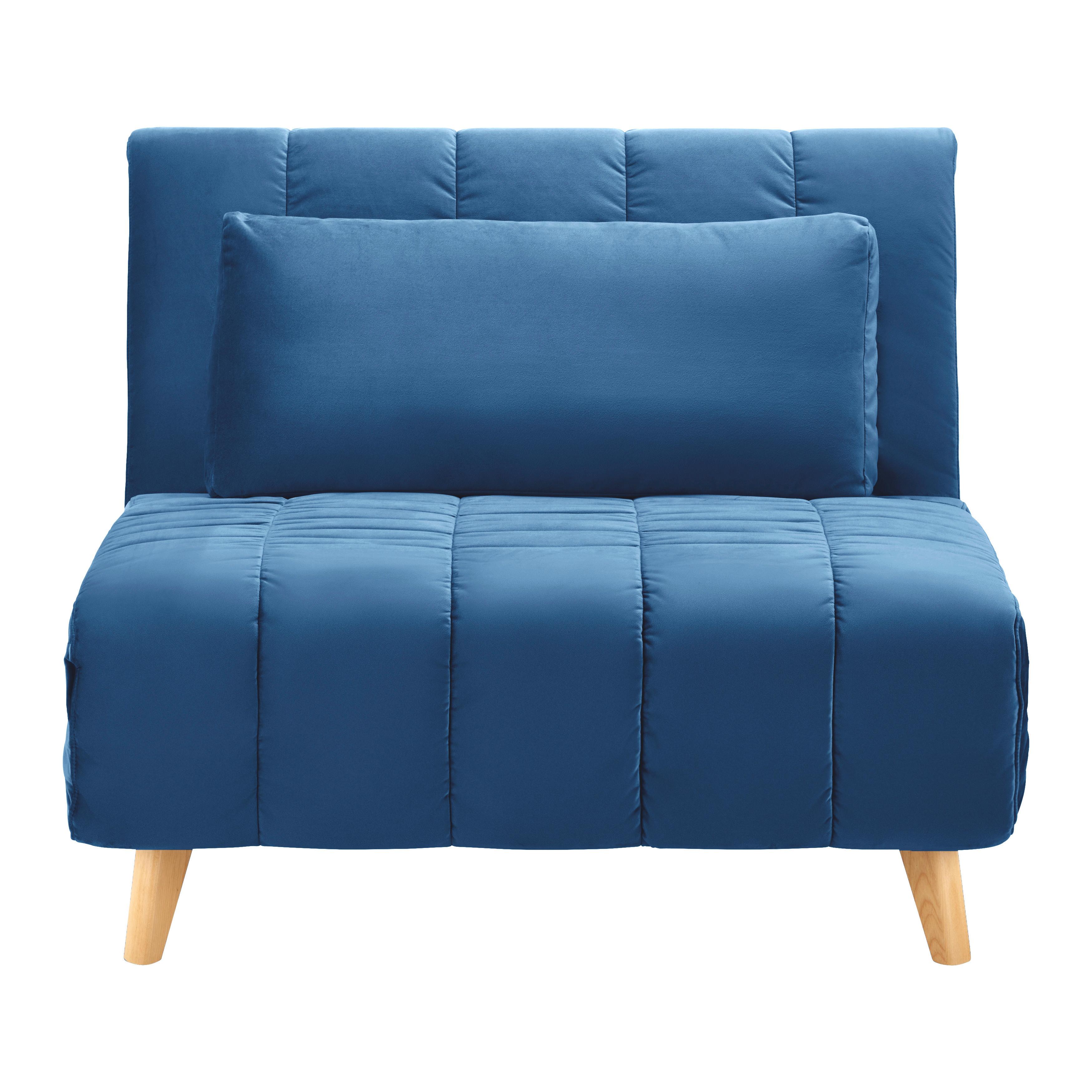 Rozkladacie kreslo Levin - modré - modrá/prírodná farba, Modern, drevo/textil (103/94/82cm) - P & B