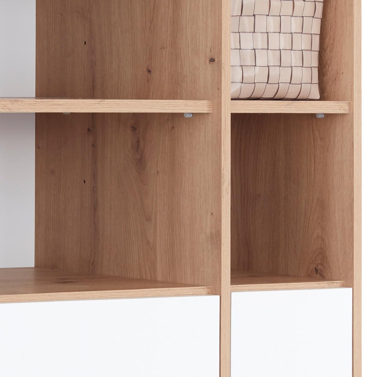 Polc Box - tölgyfa színű/fehér, Modern, faalapú anyag (75/205/40cm) - Ondega