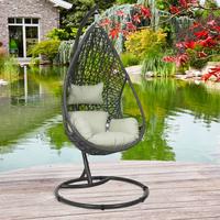 Hängesessel mit Gestell Kuba inkl. Sitz- und Rückenkissen - Anthrazit/Weiß, Basics, Kunststoff/Textil (103/208/103cm)