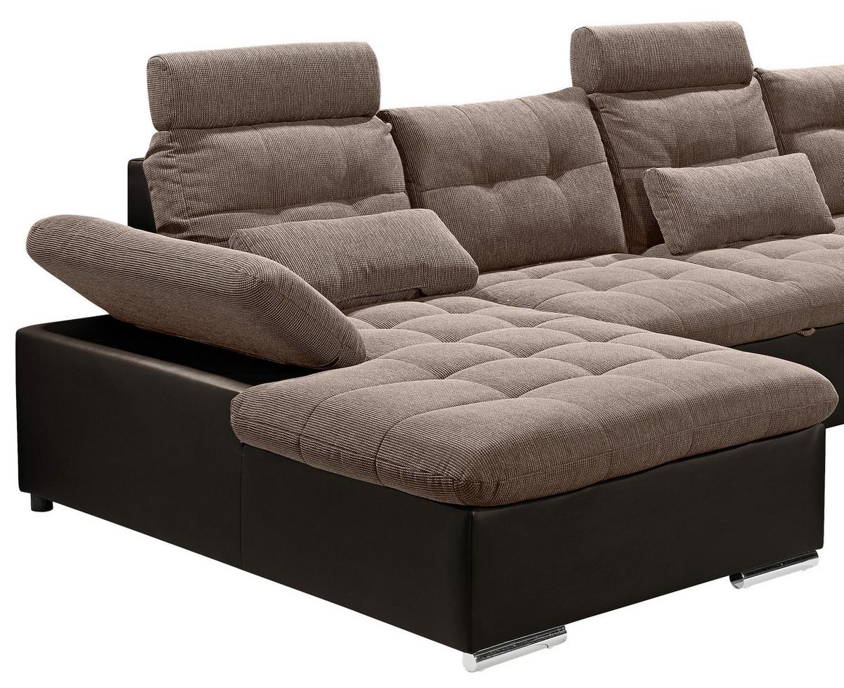 Wohnlandschaft Jakarta U Dunkel/hellbraun - Hellbraun/Dunkelbraun, MODERN, Holzwerkstoff/Textil (170/324/218cm) - MID.YOU