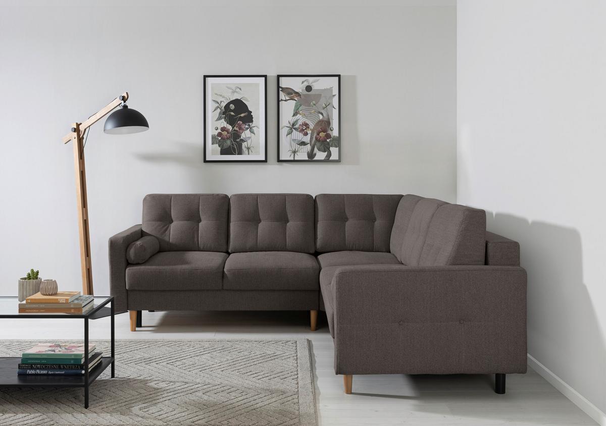 Ecksofa Noret, Grau S: 242x242 Cm - Buchefarben/Grau, Design, Textil (242/242cm) - MID.YOU