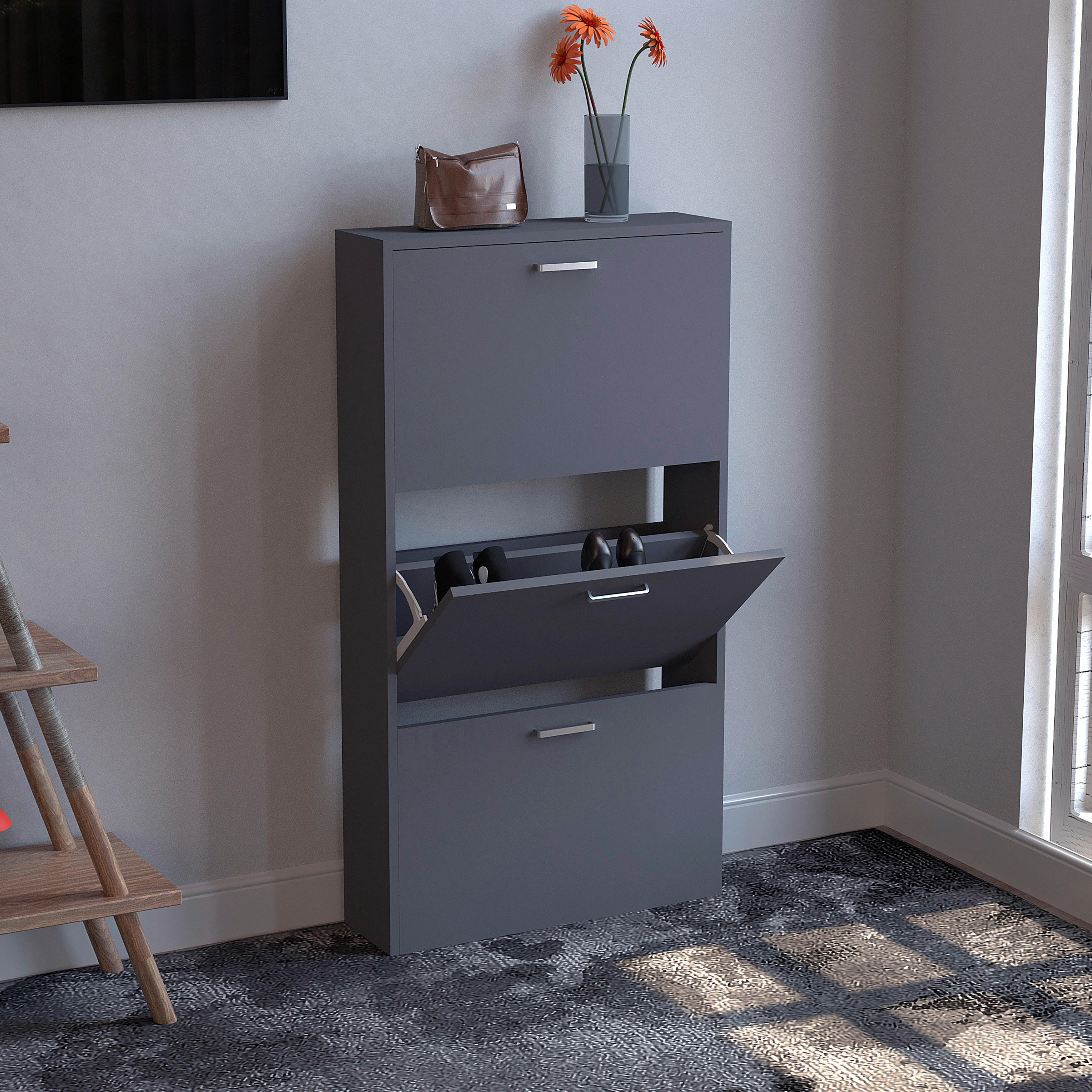 Schuhschrank Sulos Anthrazit B: 59 cm - Anthrazit, Design, Holzwerkstoff (59/108/17cm) - MID.YOU