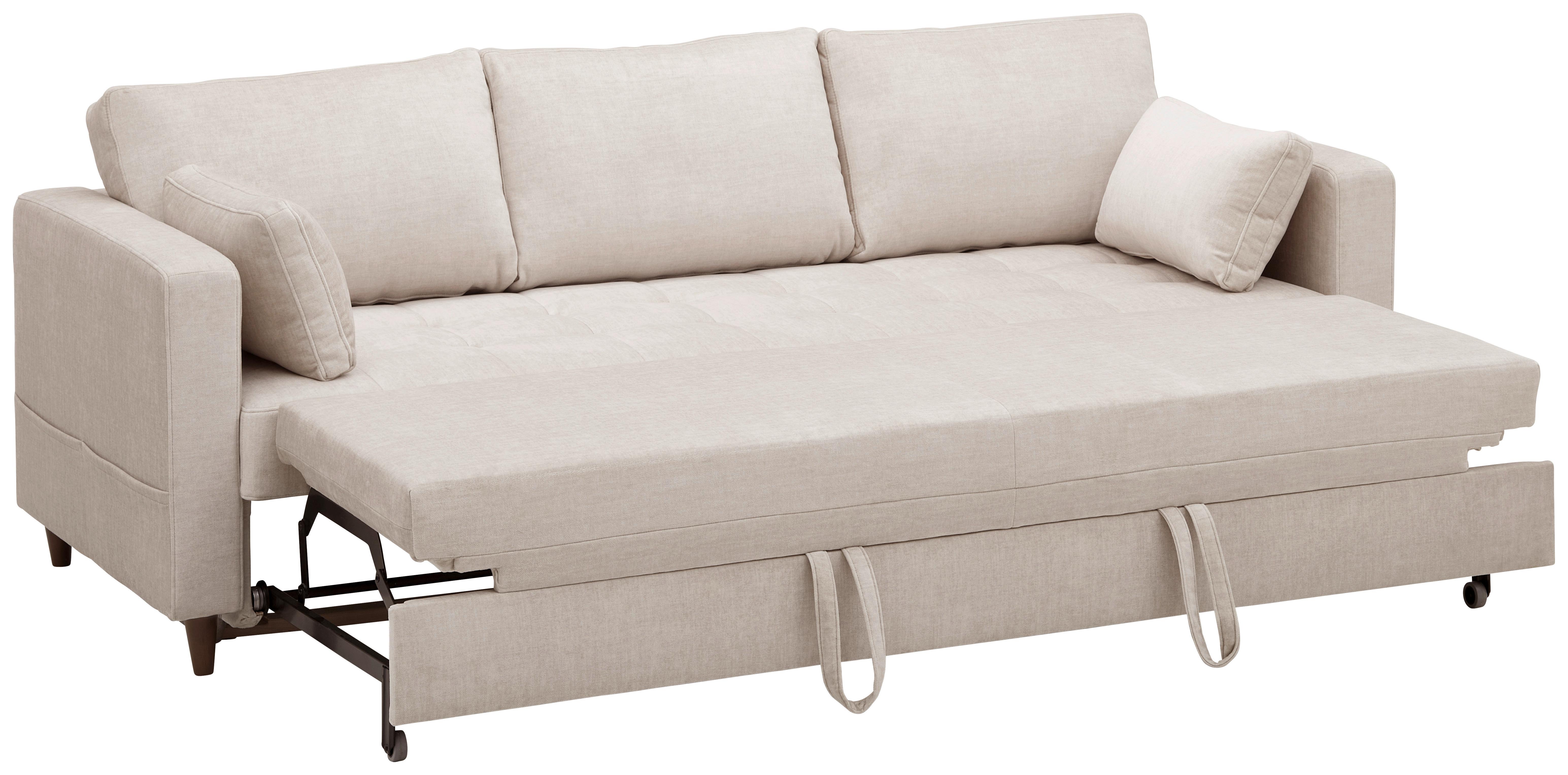 Rozkládací pohovka ANNA, béžová, max. 240 kg - tmavě hnědá/béžová, Basics, textil (221/84/89cm) - MID.YOU