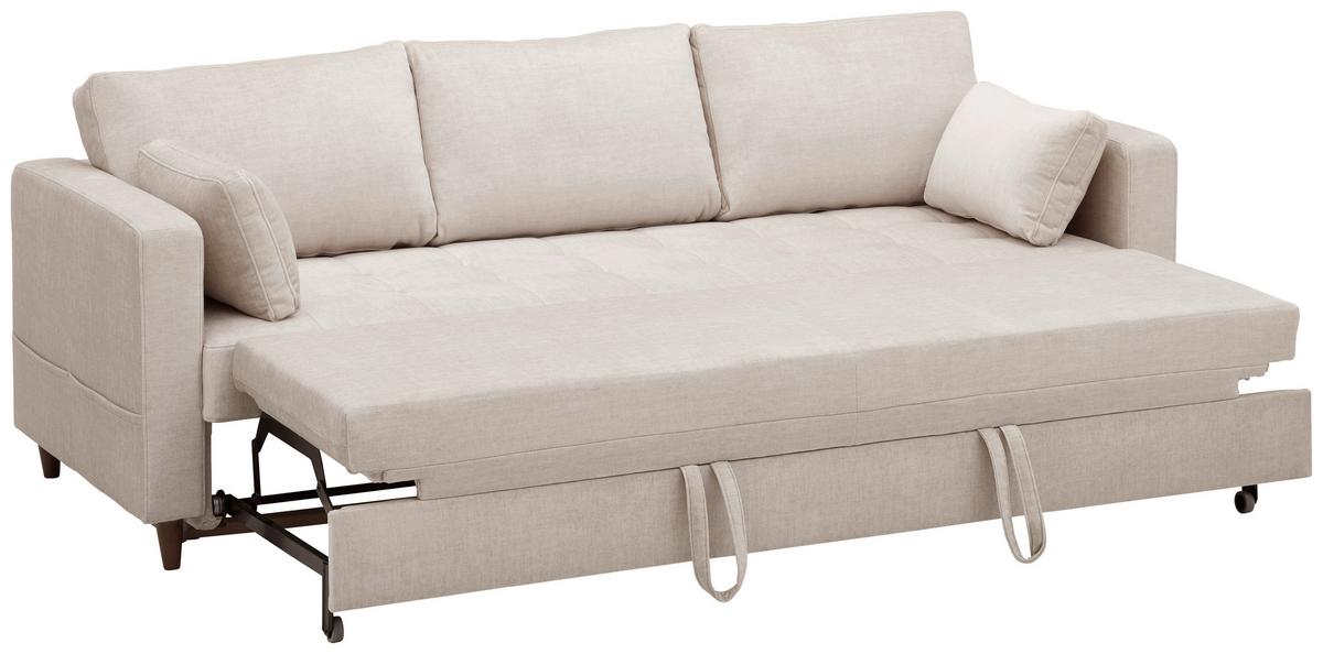 Rozkladacia pohovka ANNA, béžová, max. 240 kg - tmavohnedá/béžová, Basics, textil (221/84/89cm) - MID.YOU