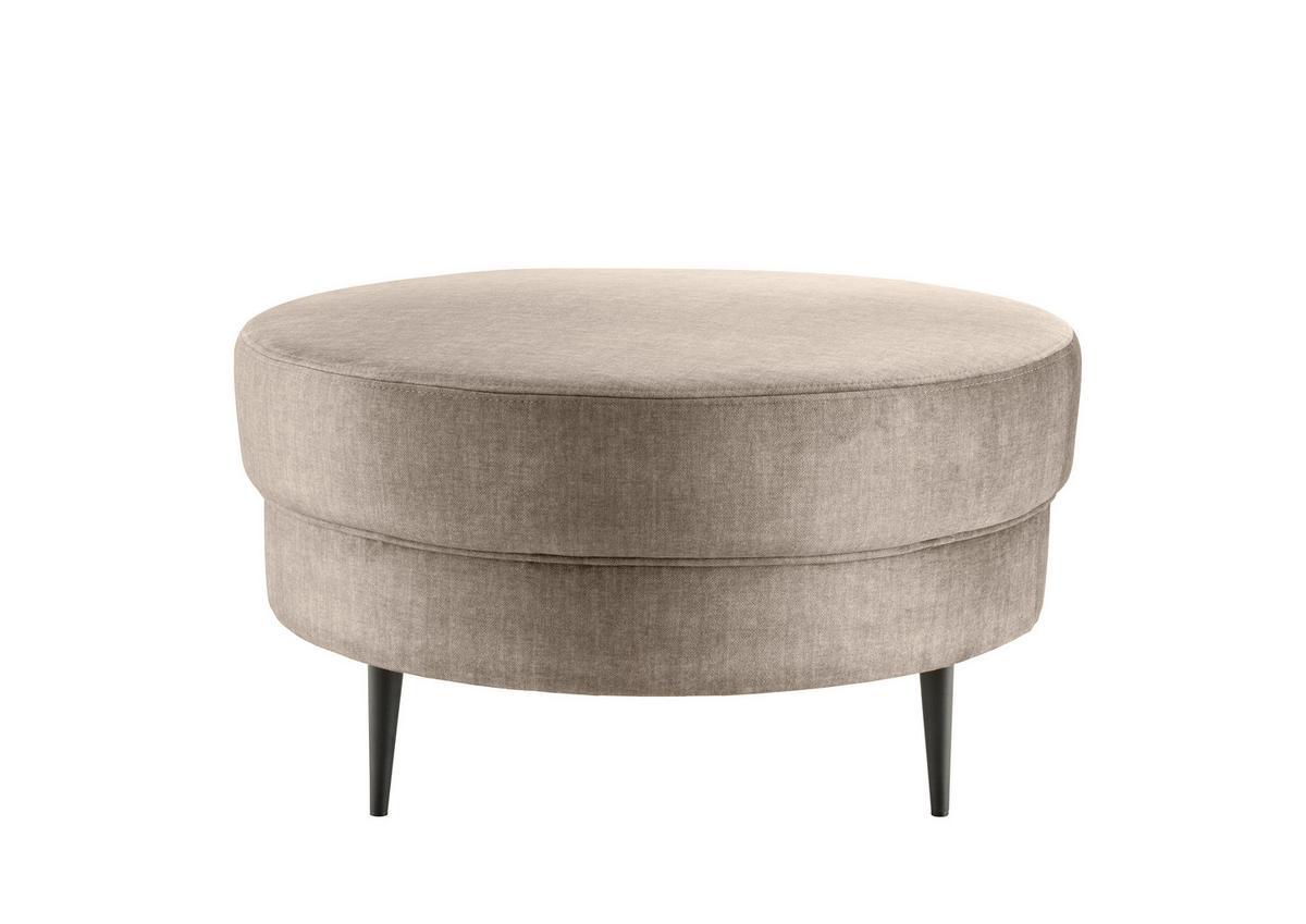 Hocker Pistaccio Beige Velorus, D: 80 Cm - Beige/Schwarz, MODERN, Textil (80/43/80cm) - Livetastic