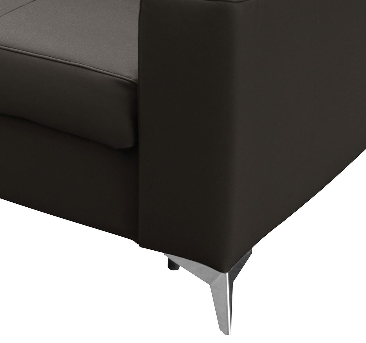 Schlafsofa Mondo, Dunkelbraun B: 206 cm - Dunkelbraun/Silberfarben, Design, Leder/Textil (206/95/101cm) - Livetastic