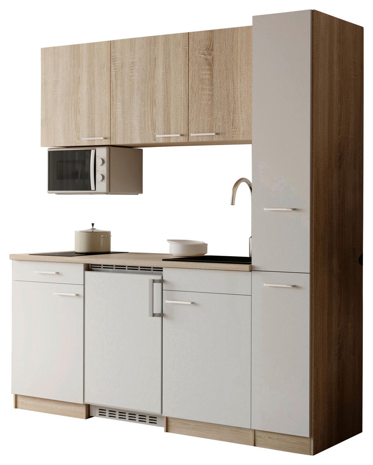 KÜCHENBLOCK Ingrid, Weiß B: 180 cm - Eichefarben/Weiß, Design, Holzwerkstoff (180cm) - Respekta
