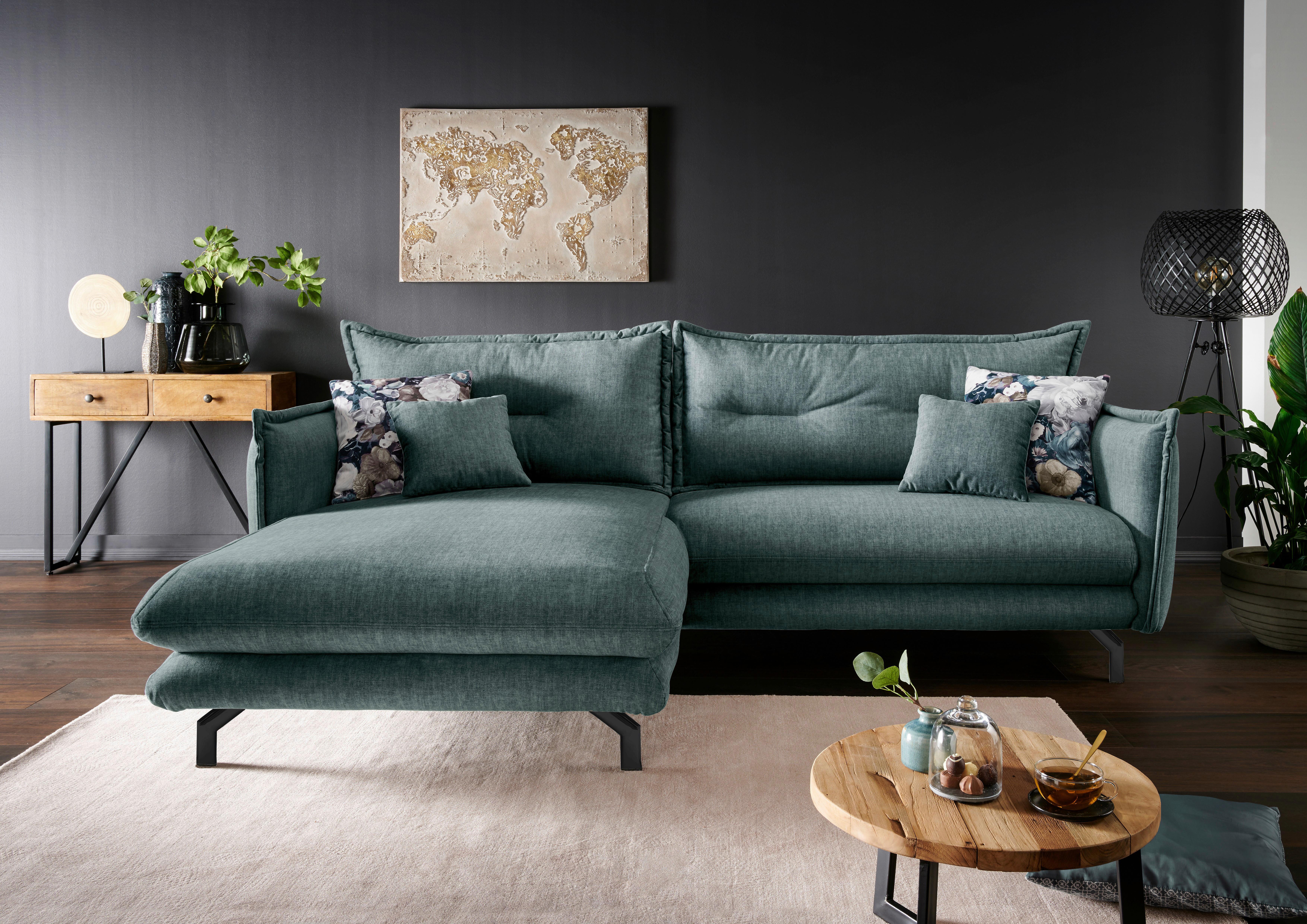 Ecksofa Lava Hellgrün S: 180/255 cm - Türkis/Schwarz, MODERN, Textil (180/255cm) - Livetastic