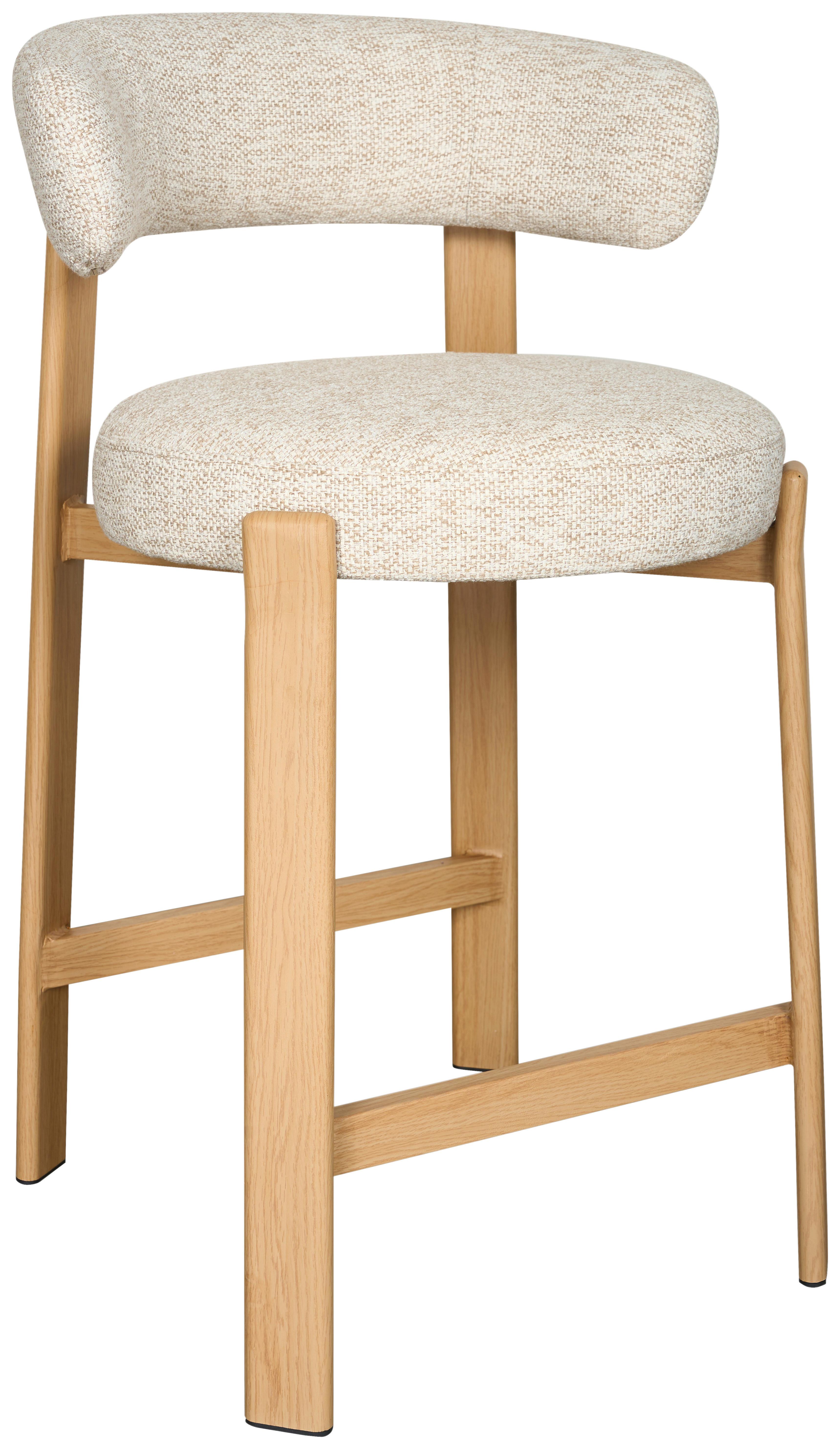 Barhocker Bilbao Eichefarben/Beige B: 52 cm - Eichefarben/Beige, MODERN, Textil/Metall (52/90,5/53,5cm) - Livetastic