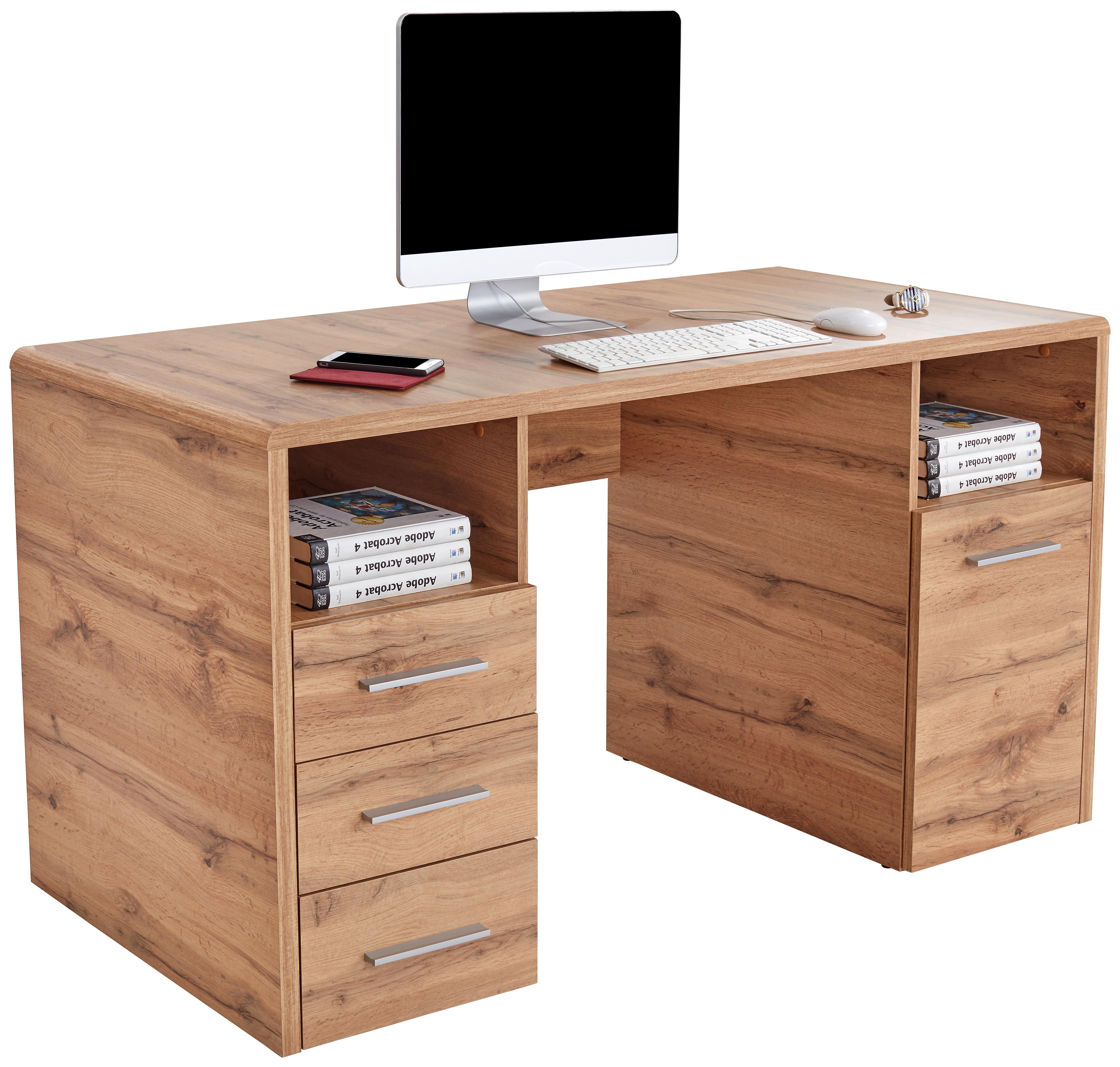Schreibtisch mit Stauraum B: 150cm H: 75,5cm Eiche Dekor - Eichefarben, MODERN, Holzwerkstoff (150/75,5/60cm)