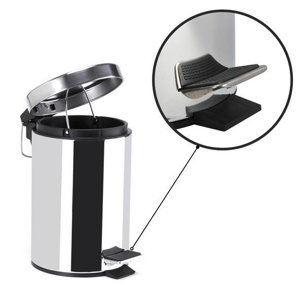 Treteimer Unis 5l Silberfarben Metall Dxh: 20,5x27,7 Cm - Silberfarben/Schwarz, Basics, Kunststoff/Metall (20,5/27,7cm)