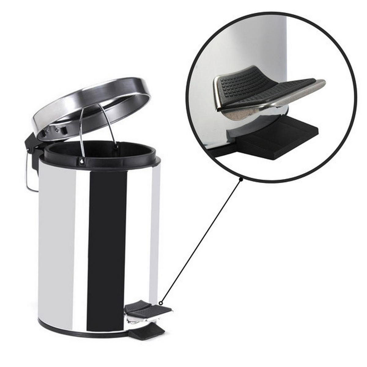 Treteimer Unis 5l Silberfarben Metall Dxh: 20,5x27,7 Cm - Silberfarben/Schwarz, Basics, Kunststoff/Metall (20,5/27,7cm)