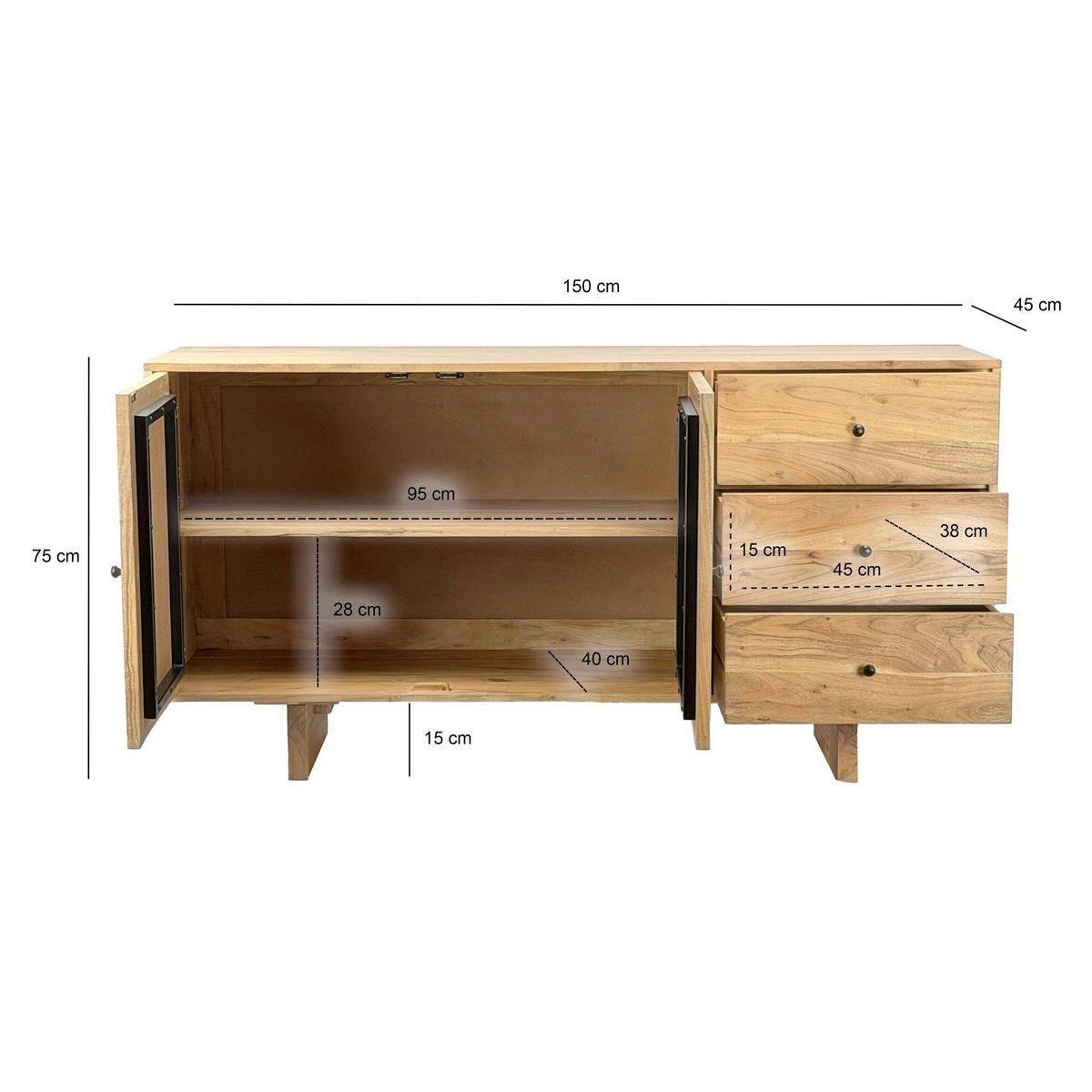 SIDEBOARD Akaziefarben B: 150cm - Akaziefarben, Design, Holz (150/75/45cm) - Livetastic