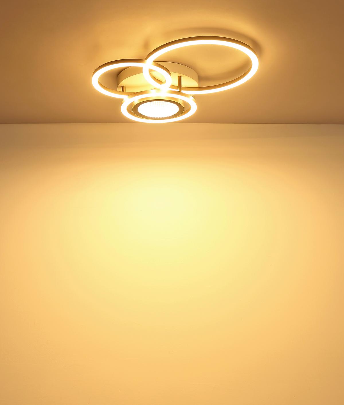 LED-Deckenleuchte 3000k, 40w - Braun/Weiß, Design, Kunststoff/Metall (49/39/10cm) - Globo