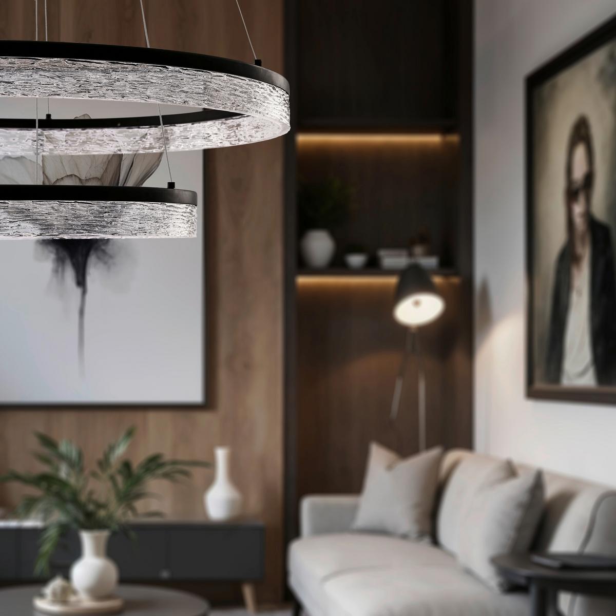 LED-Pendelleuchte 32-35561 Frozi - Transparent/Schwarz, Design, Kunststoff/Metall (60/60/120cm)