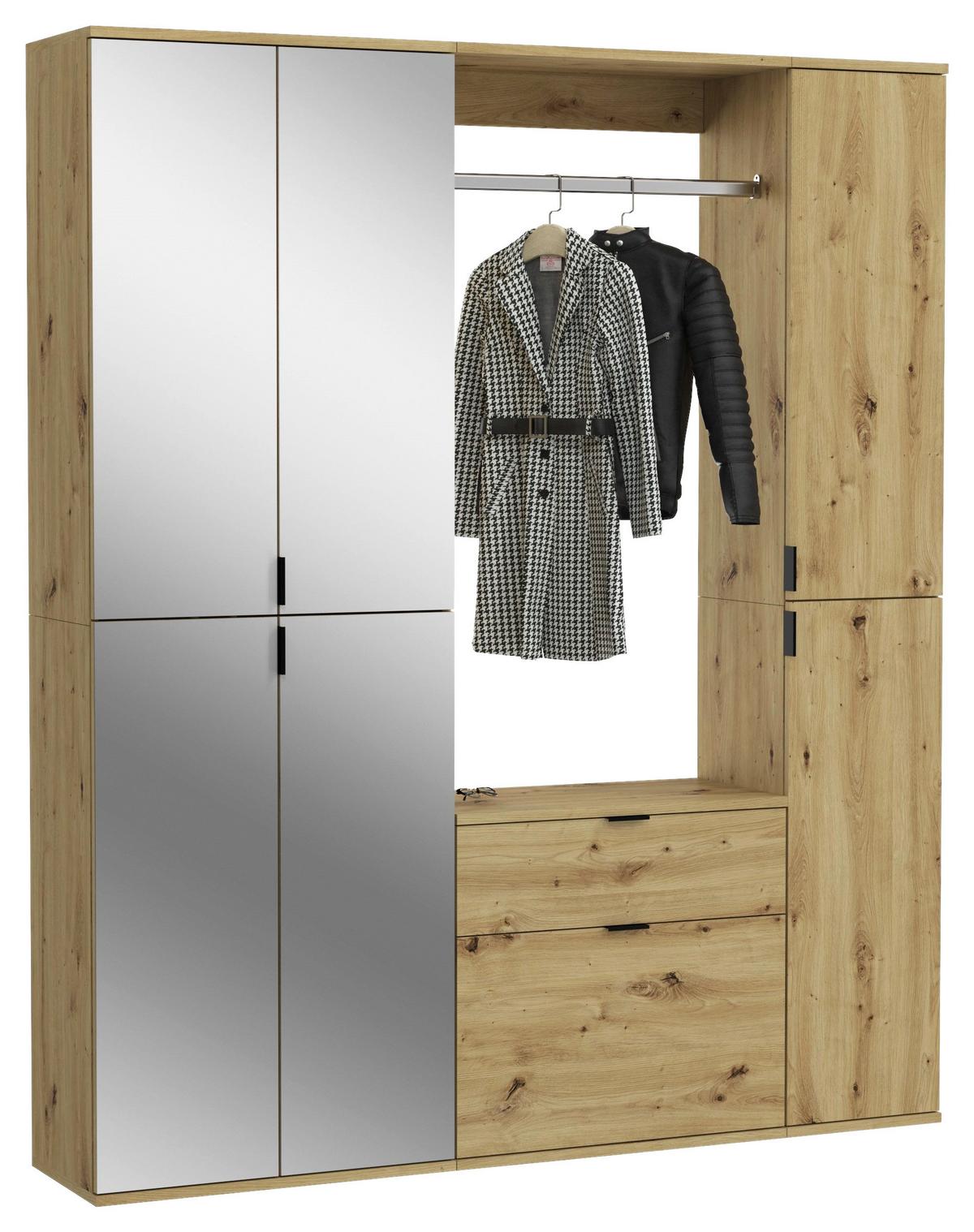 Garderobe Projekt X Eiche Artisan B: 152 cm - KONVENTIONELL, Glas/Holzwerkstoff (152/193/34cm) - MID.YOU
