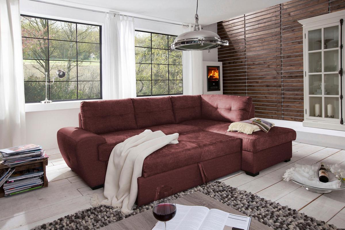 Sarokgarnitúra "burner" Burner - borvörös, Modern, textil (244/88/174cm)