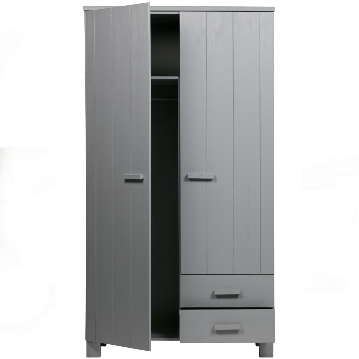 Garderobenschrank Dennis Grau B: 111 Cm - Grau, Design, Holz (111/202/55cm) - Livetastic