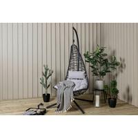 Hängesessel +gestell Edinburgh Mit Sitz- und Rückenkissen - Schwarz/Grau, KONVENTIONELL, Kunststoff (132/205/130cm) - Gardenson