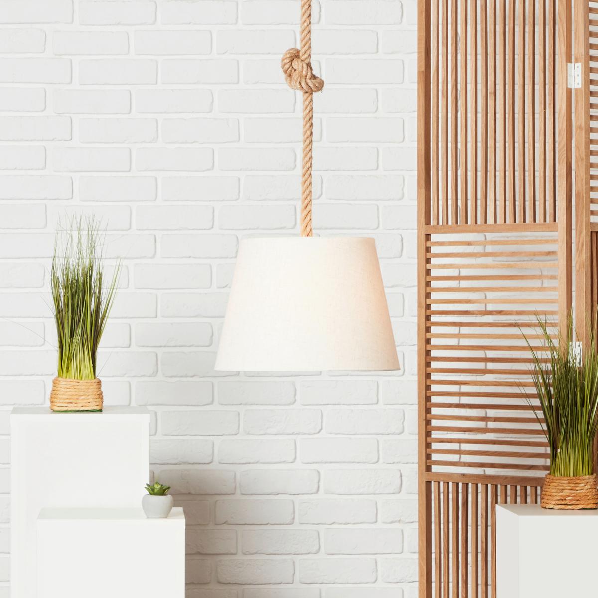 Hängeleuchte Sailor H: 130 Cm 1-Flammig, Seil-Aufhängung - Naturfarben/Weiß, Basics, Textil/Metall (35/130cm) - Brilliant