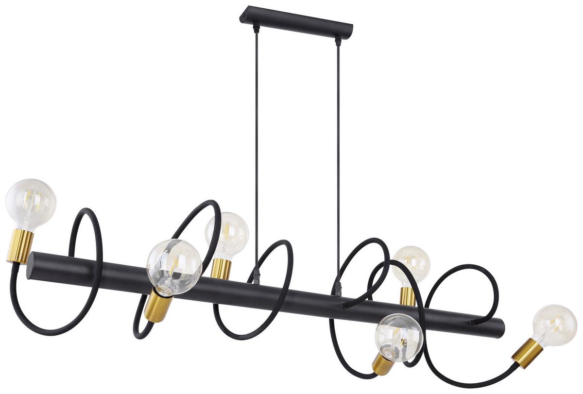 Hängeleuchte Eddy H: 150 Cm 6-Flammig, Mit Flexarmen - Goldfarben/Schwarz, Basics, Metall (230/19/150cm) - Globo