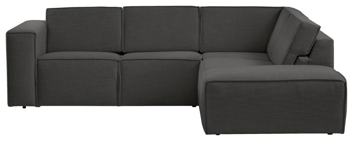 Ecksofa Dice Anthrazit 275x220 Cm - Anthrazit/Schwarz, MODERN, Textil (275/220cm) - Trendmanufaktur