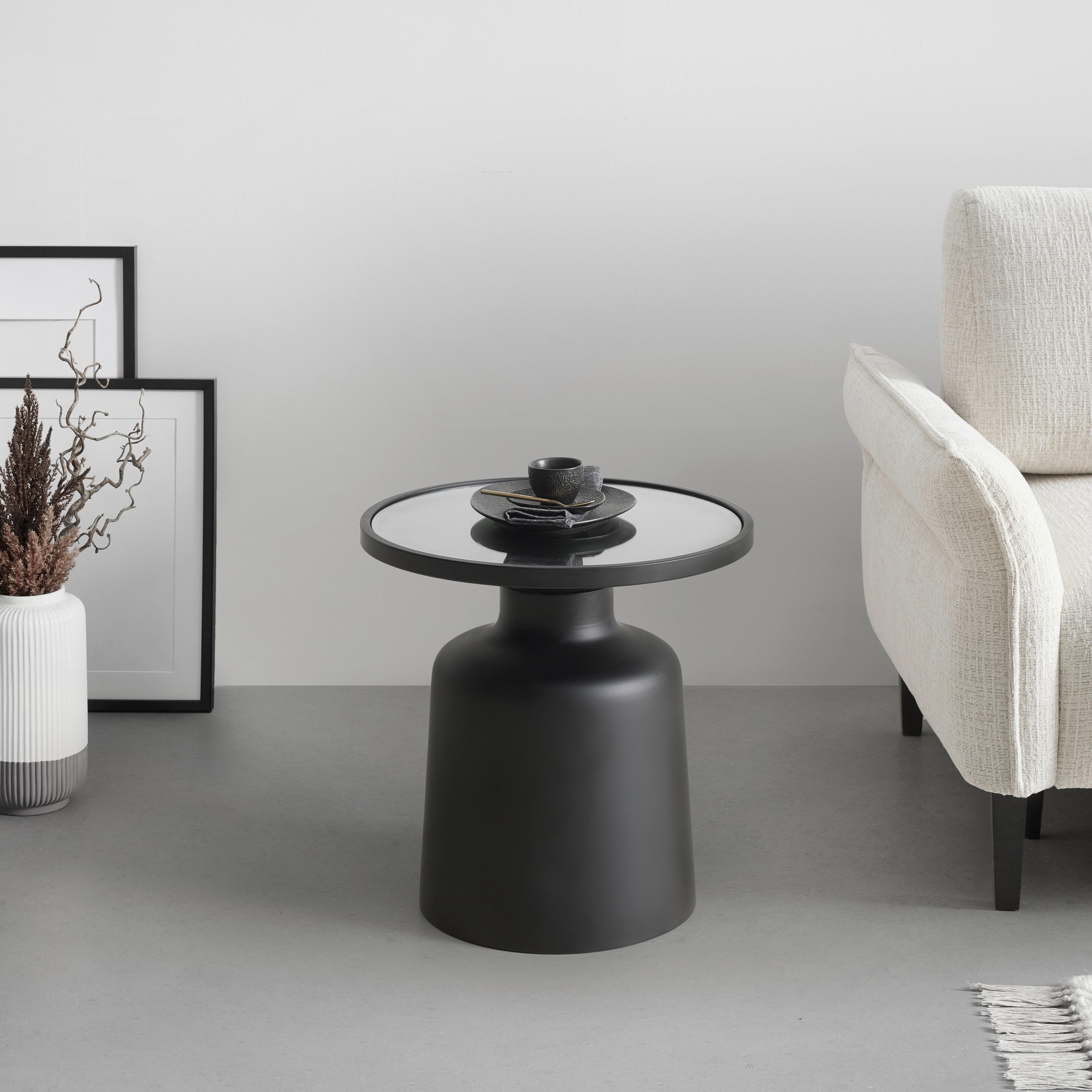 ODKLÁDACÍ STOLEK JARO -TREND- - černá, Moderní, kov/sklo (47/48/47cm) - Premium Living