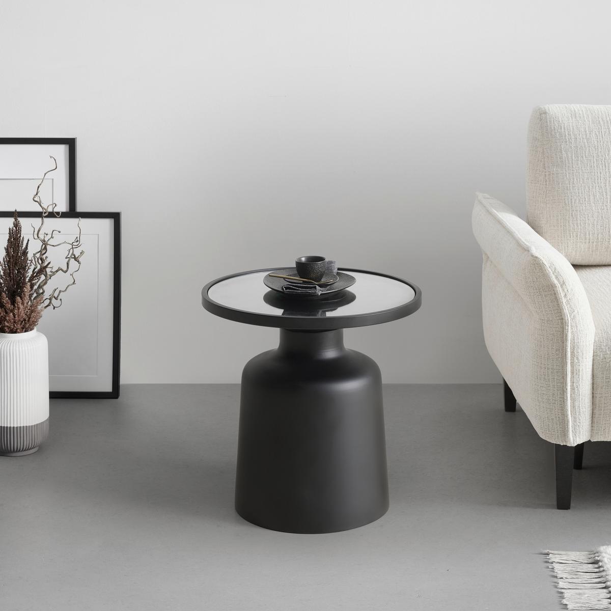 ODKLÁDACÍ STOLEK JARO -TREND- - černá, Moderní, kov/sklo (47/48cm) - Premium Living