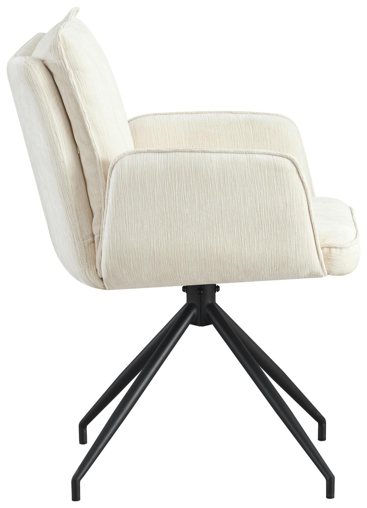 Armlehnstuhl Milena Webstoff Beige, B: 58,5cm - Beige/Schwarz, KONVENTIONELL, Textil/Metall (58,5/86/66cm) - MID.YOU