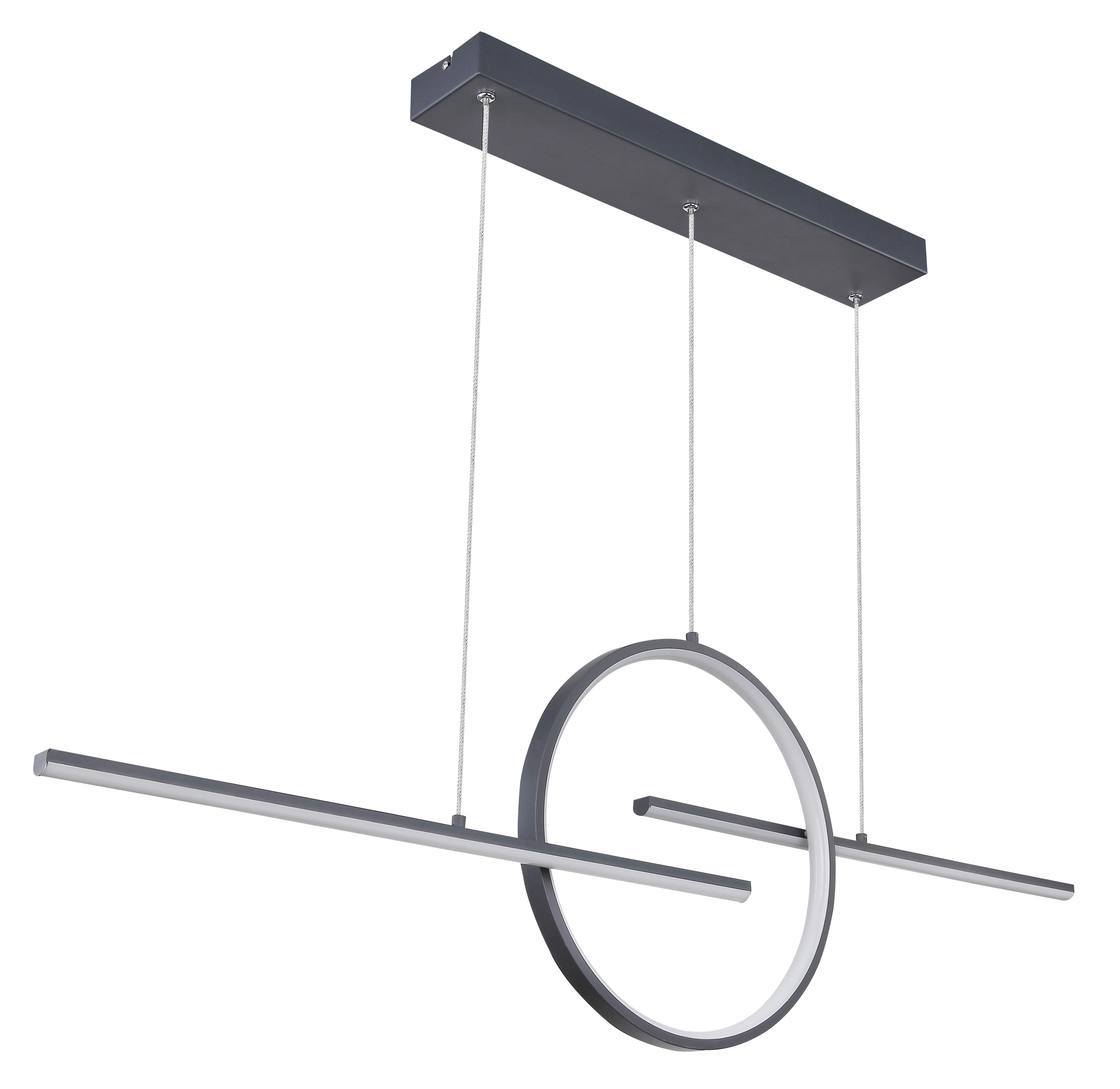Led Függőlámpa 67121-50g - grafitszürke/opál, Design, műanyag/fém (124/10,5/150cm)