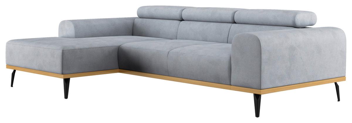 Ecksofa Hellgrau Mit Sitzvorzug S: 157x244 Cm - Hellgrau/Schwarz, KONVENTIONELL, Textil (157/244cm) - Cotta