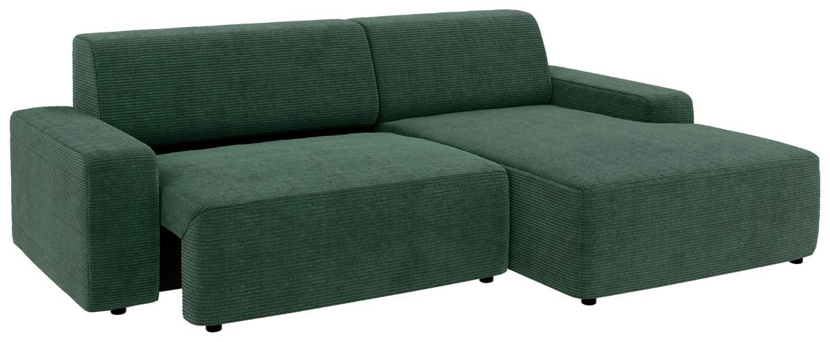 Ecksofa Wien Dunkelgrün S: 246x162 - Dunkelgrün/Schwarz, MODERN, Textil (246/162cm) - Trendmanufaktur
