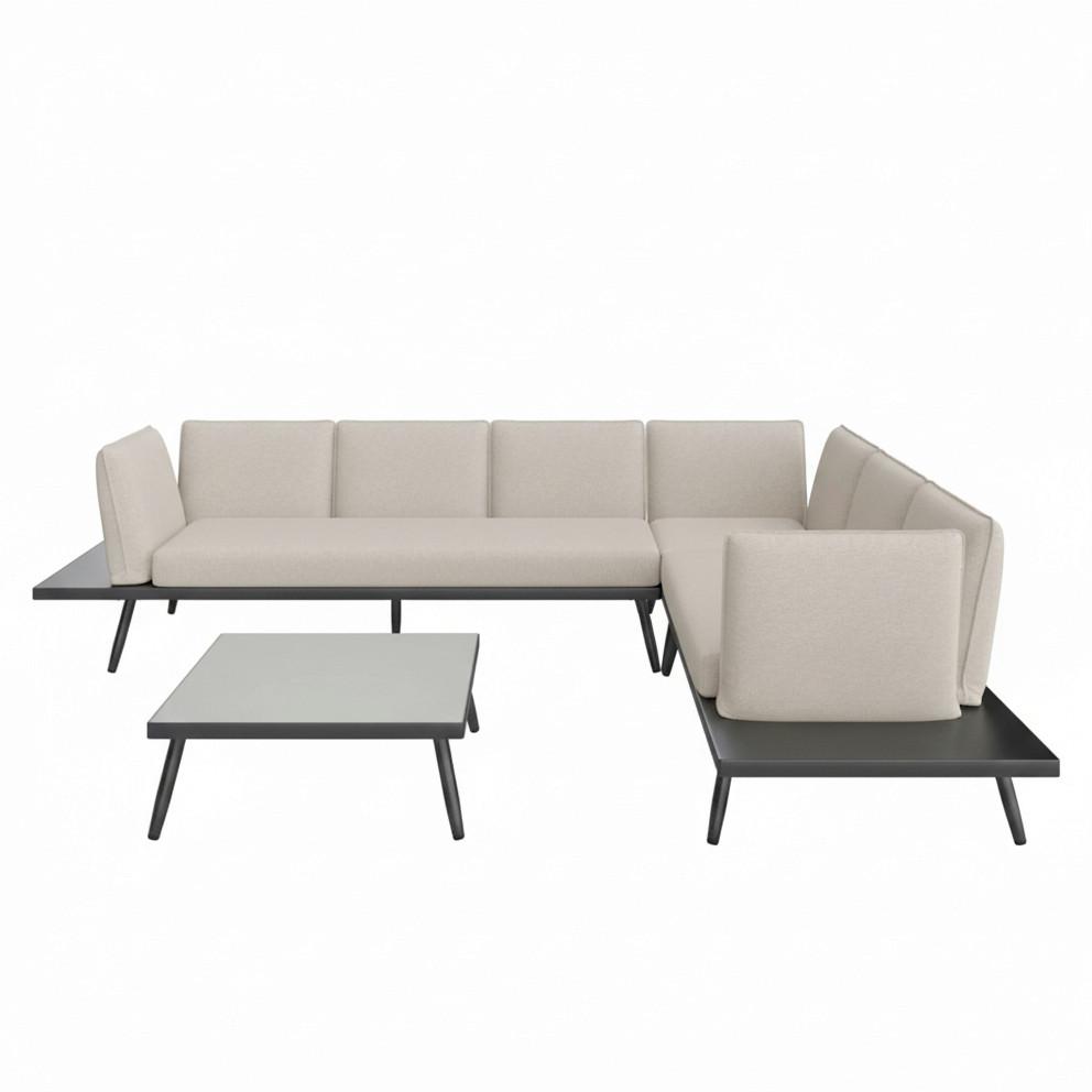 TERASOVÁ SEDACIA SÚPRAVA JOANNA - čierna, Modern, kov (300/78/80cm) - Bessagi Garden