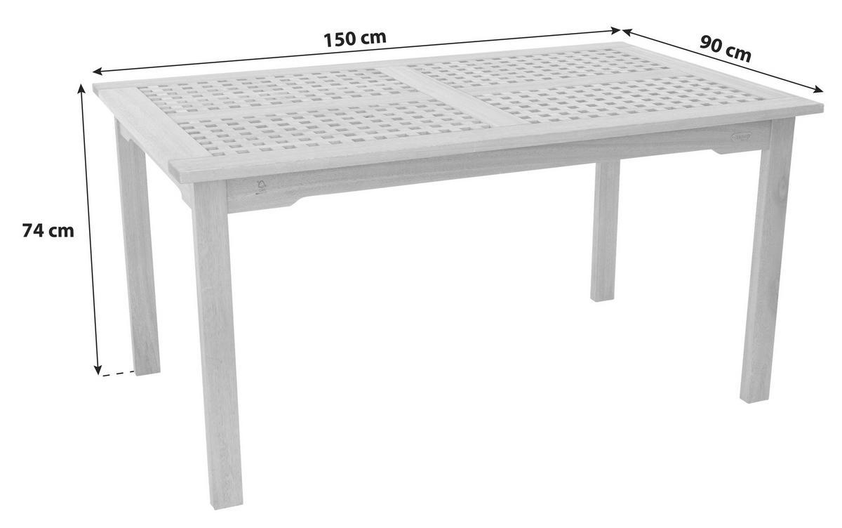 Gartentisch Lima Echtholz Eukalyptusholz L: 150 cm - Naturfarben, Basics, Holz (150/90/74cm) - Gardenson