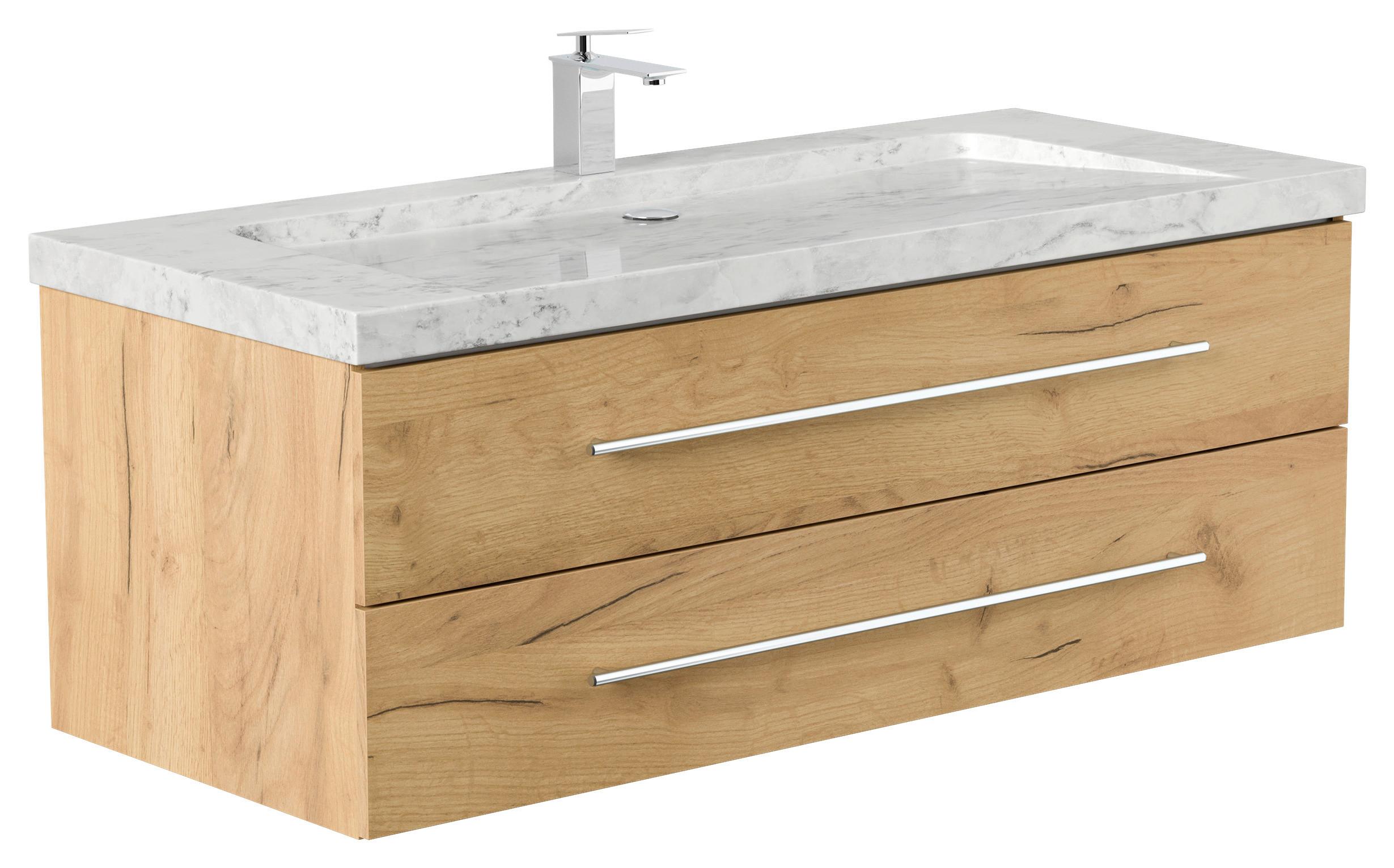 WASCHTISCHKOMBI Yamo, Eichefarben B: 130cm - Eichefarben, Basics, Holzwerkstoff/Stein (130cm) - MID.YOU
