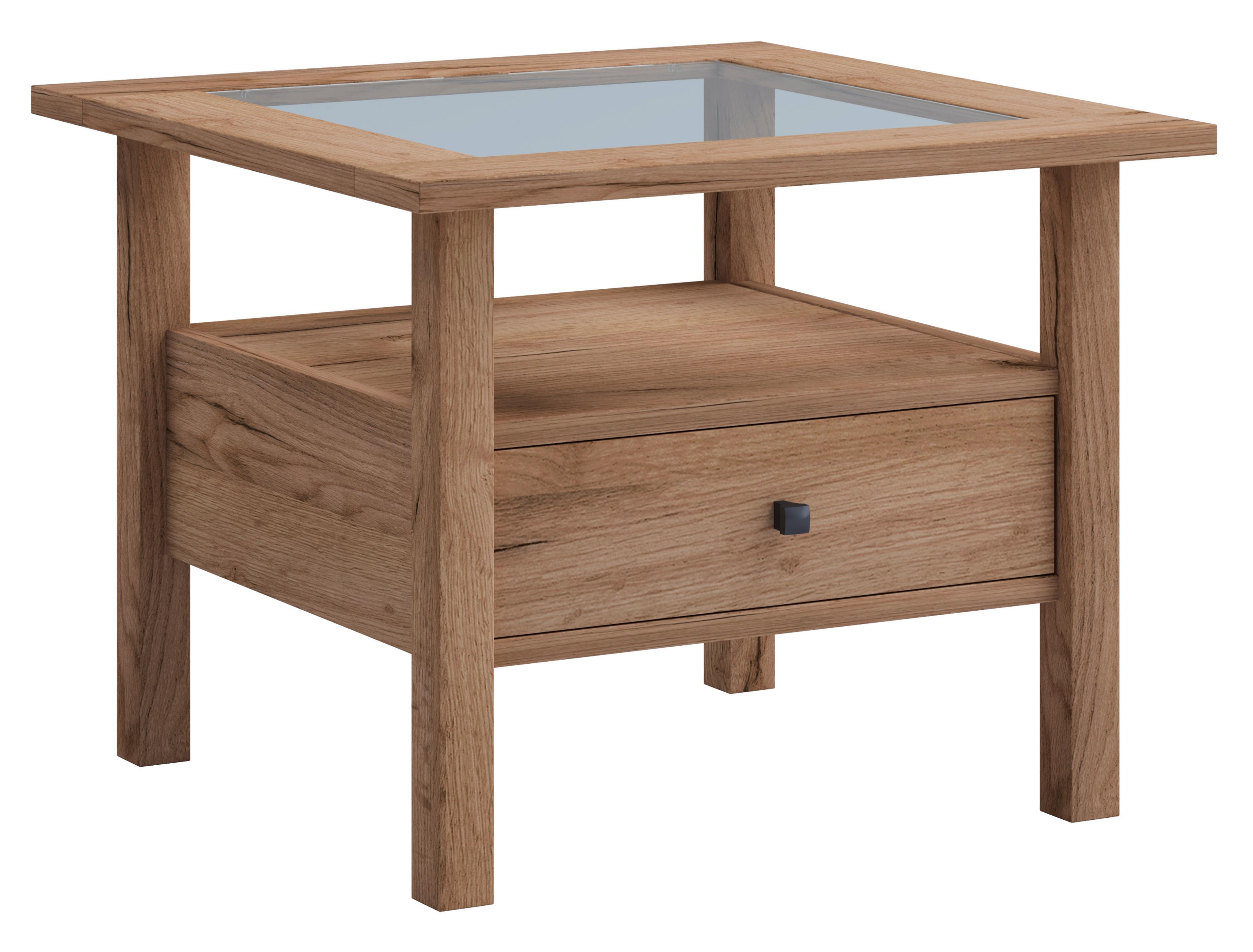 Couchtisch Lingis Honigeiche Dekor - Honigeiche, LIFESTYLE, Glas/Holzwerkstoff (54/42/54cm) - MID.YOU